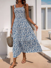 Perfee Frill Printed Square Neck Midi Cami Dress OutfitFlow
